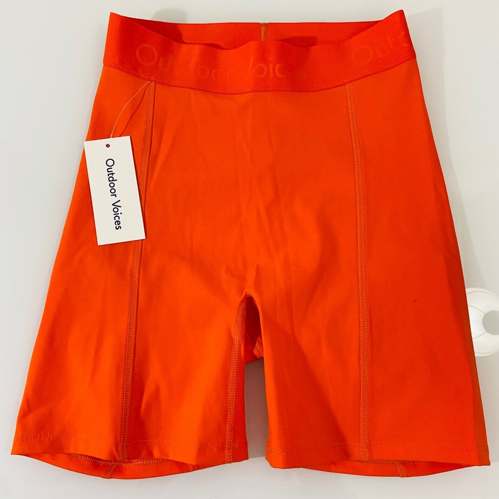Outdoor Voices Womens SuperForm Biker‎ Short High Rise Compression Orange XXS